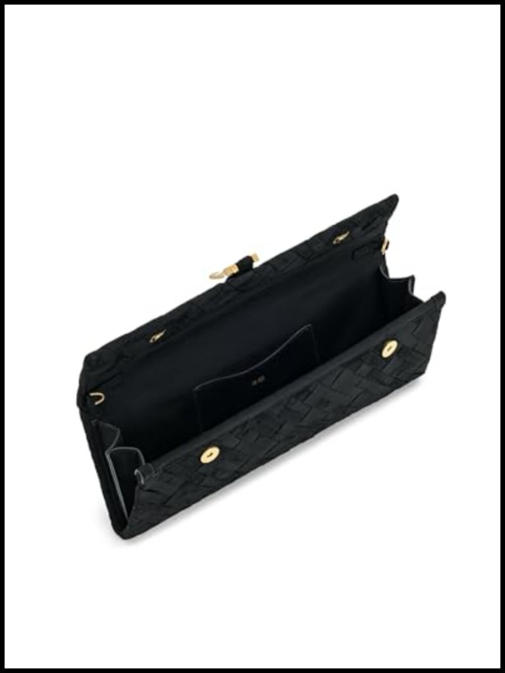 Faux Suede Woven Clutch Detachable Strap Gold Hardware - Picture 4 of 6
